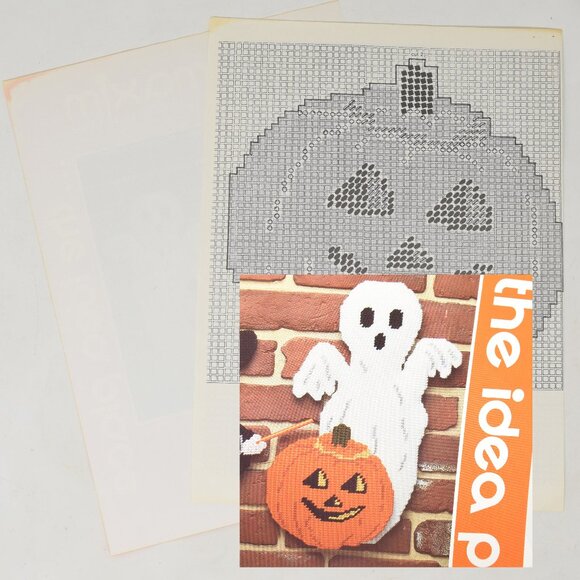 Mary Maxim Ghost Pumpkin 47069 Halloween Needlepoint Patten Only Incomplete VTG - Picture 3 of 5